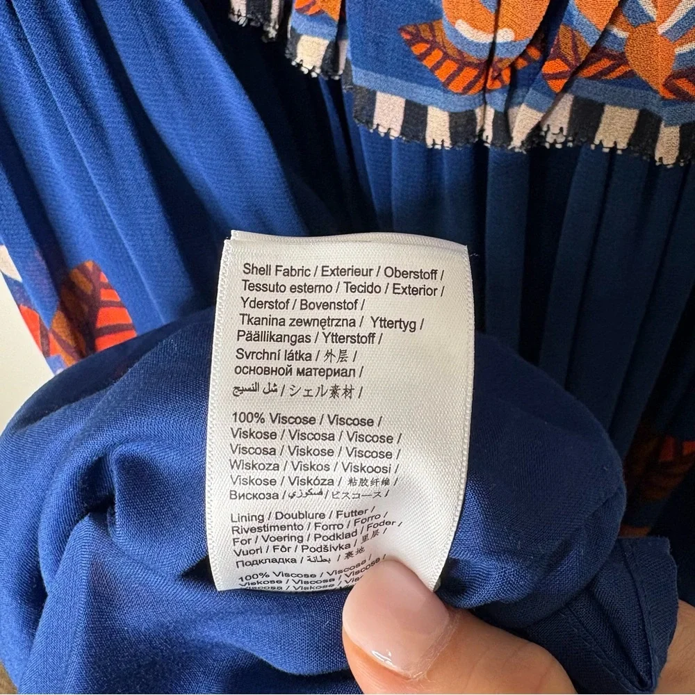 Farm Rio Nature Beauty Maxi Dress Blue Boho Print Short Sleeve Size Large NWT - Picture 12 of 12